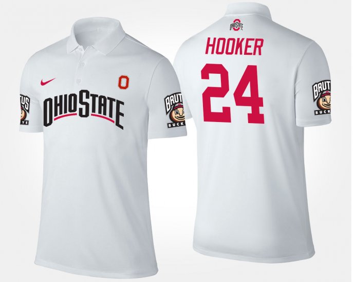 #24 Malik Hooker Name and Number Ohio State Men\'s White Polo 427811-619