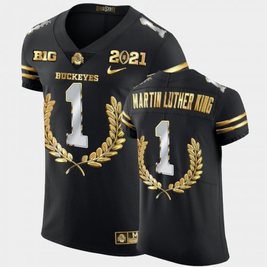#1 Martin Luther King Jr. Golden Edition OSU Buckeyes MLK Men\'s Black Jersey 313830-318