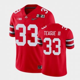 #33 Master Teague III 2021 National Championship OSU Mens Scarlet Jersey 730308-504