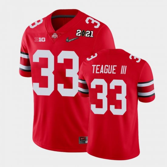 #33 Master Teague III 2021 National Championship OSU Mens Scarlet Jersey 730308-504