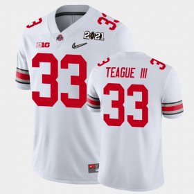 #33 Master Teague III 2021 National Championship Ohio State Mens White Jersey 955652-578