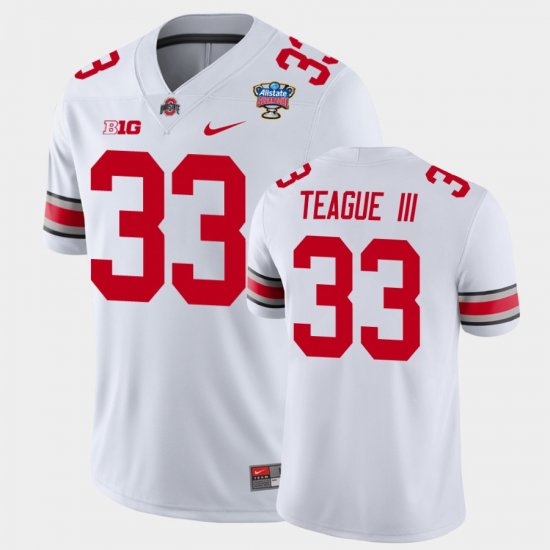 #33 Master Teague III 2021 Sugar Bowl Ohio State Buckeyes College Football Mens White Jersey 682162-454