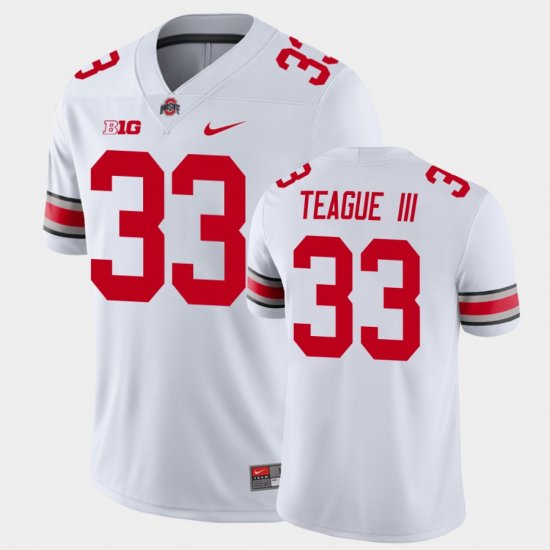 #33 Master Teague III College Football Ohio State Playoff Game Mens White Jersey 211792-156
