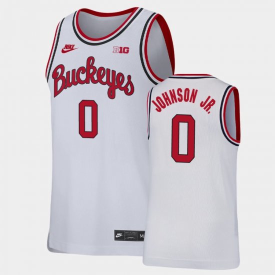 #0 Meechie Johnson Jr. Replica OSU College Basketball Men\'s White Jersey 969667-397