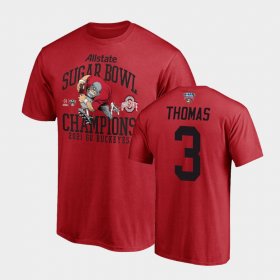 #3 Michael Thomas 2021 Sugar Bowl OSU Champions Men Scarlet T-Shirt 936663-738