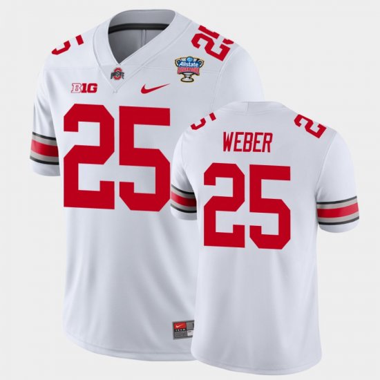 #25 Mike Weber 2021 Sugar Bowl Ohio State College Football Men\'s White Jersey 123498-511