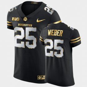 #25 Mike Weber Golden Edition OSU Buckeyes 2020-21 Authentic Men Black Jersey 204860-289