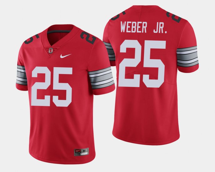 #25 Mike Weber 2018 Spring Game Limited Ohio State Men\'s Scarlet Jersey 328477-825