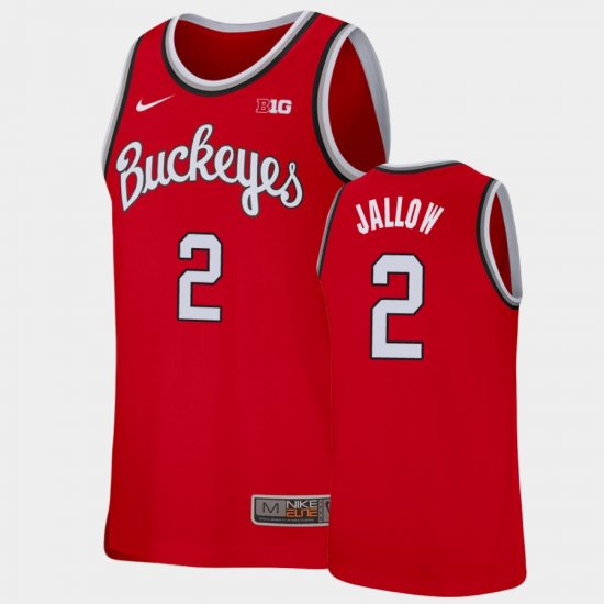 #2 Musa Jallow Replica Ohio State Buckeyes College Basketball Mens Scarlet Jersey 548060-132