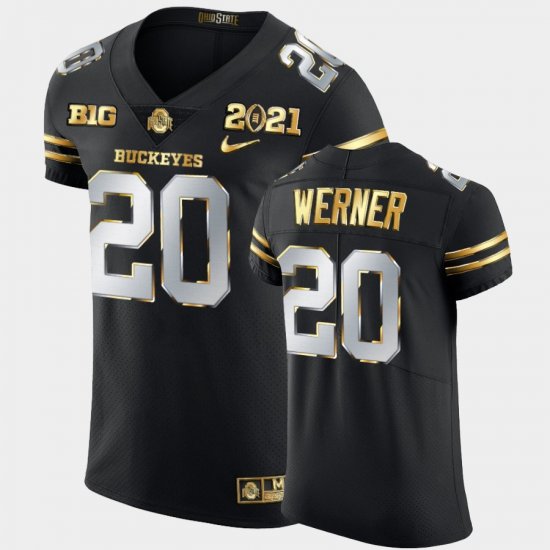 #20 Pete Werner 2021 National Championship OSU Buckeyes Golden Edition Mens Black Jersey 930226-990