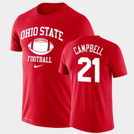 #21 Parris Campbell Retro Football OSU Buckeyes Legend Performance Men Scarlet T-Shirt 979392-289