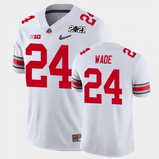 #24 Shaun Wade 2021 National Championship OSU Men\'s White Jersey 560728-863
