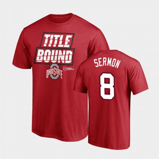 #8 Trey Sermon 2021 National Championship OSU Kickoff Men\'s Scarlet T-Shirt 402407-362