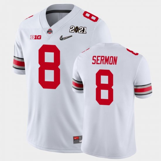 #8 Trey Sermon 2021 National Championship OSU Mens White Jersey 160752-539