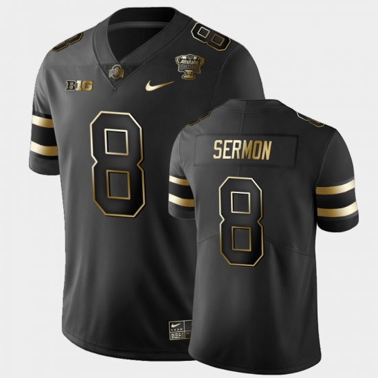 #8 Trey Sermon 2021 Sugar Bowl Ohio State Buckeyes Golden Edition Men\'s Black Jersey 843344-339