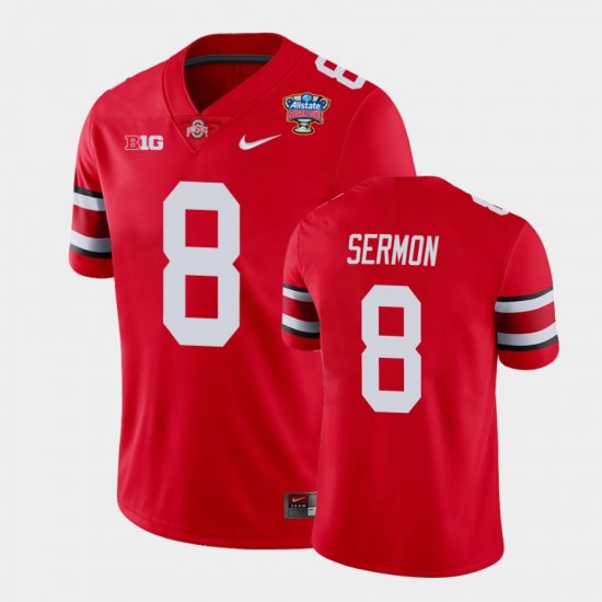 #8 Trey Sermon 2021 Sugar Bowl OSU College Football Men\'s Scarlet Jersey 959621-280