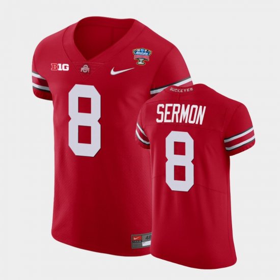 #8 Trey Sermon 2021 Sugar Bowl Ohio State Buckeyes Football Men\'s Scarlet Jersey 617247-711