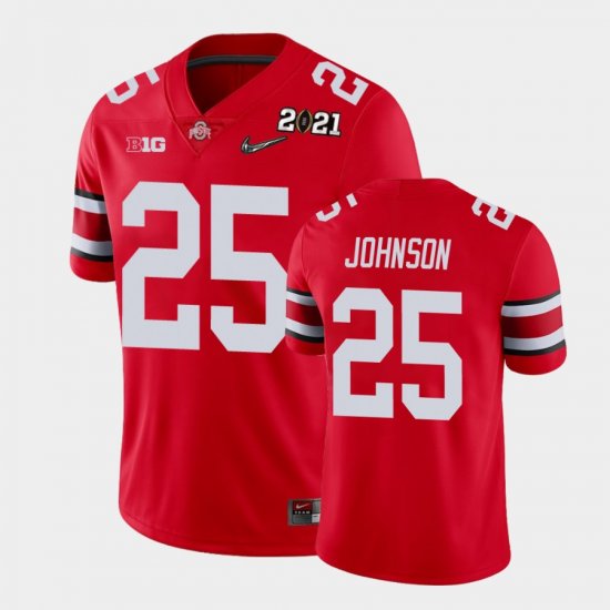 #25 Xavier Johnson 2021 National Championship Ohio State Men Scarlet Jersey 411568-553