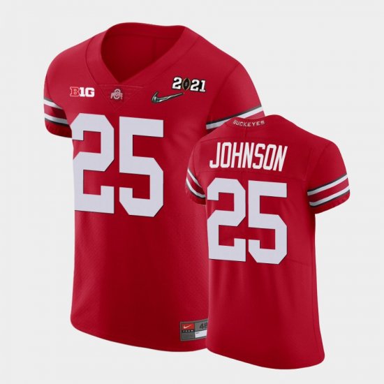 #25 Xavier Johnson 2021 National Championship OSU Buckeyes Playoff Mens Scarlet Jersey 951229-997
