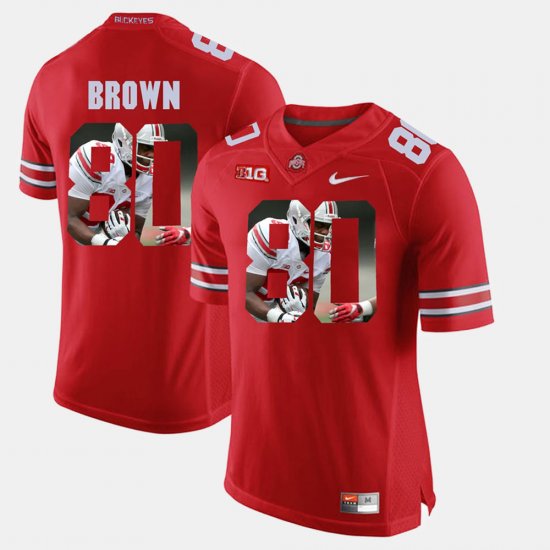 #80 Noah Brown Pictorial Fashion OSU Buckeyes Men\'s Scarlet Jersey 120597-948