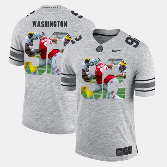 #92 Adolphus Washington Pictorital Gridiron Fashion Ohio State Pictorial Gridiron Fashion Men\'s Gray Jersey 841036-620