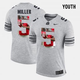 #5 Braxton Miller Pictorital Gridiron Fashion Ohio State Pictorial Gridiron Fashion Youth Gray Jersey 781709-846