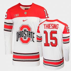 #15 Cam Thiesing College Hockey Ohio State Men's White Jersey 680322-149