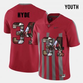 #34 CameCarlos Hyde Pictorial Fashion Ohio State Youth Red Jersey 548024-334