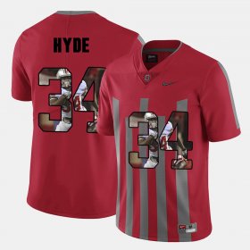#34 CameCarlos Hyde Pictorial Fashion Ohio State Men's Red Jersey 851112-488