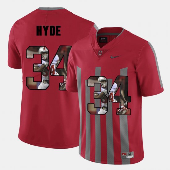 #34 CameCarlos Hyde Pictorial Fashion Ohio State Men\'s Red Jersey 851112-488