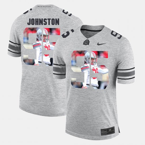 #95 Cameron Johnston Pictorital Gridiron Fashion Ohio State Buckeyes Pictorial Gridiron Fashion Men Gray Jersey 460931-916