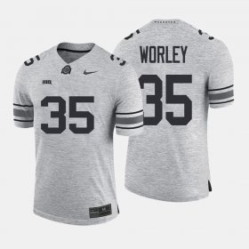 #35 Chris Worley Gridiron Gray Limited Ohio State Men Gray Jersey 608573-411