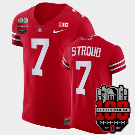 #7 C.J. Stroud College Football OSU Buckeyes 100th Year Stadium Anniversary Elite Football Men\'s Scarlet Jersey 219690-428