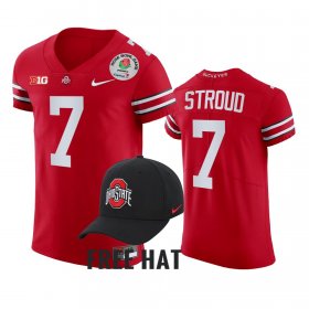 #7 C.J. Stroud College Football OSU 2022 Rose Bowl Color Rush Men Scarlet Jersey 940341-721