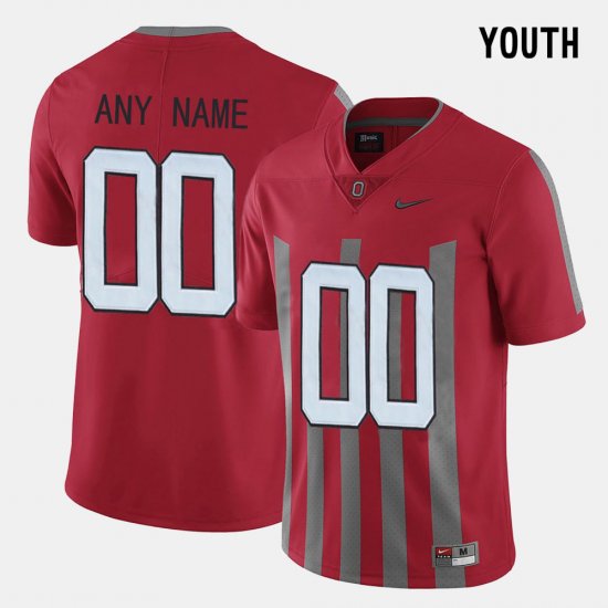 #00 Custom Throwback Ohio State Youth Red Jersey 473635-600