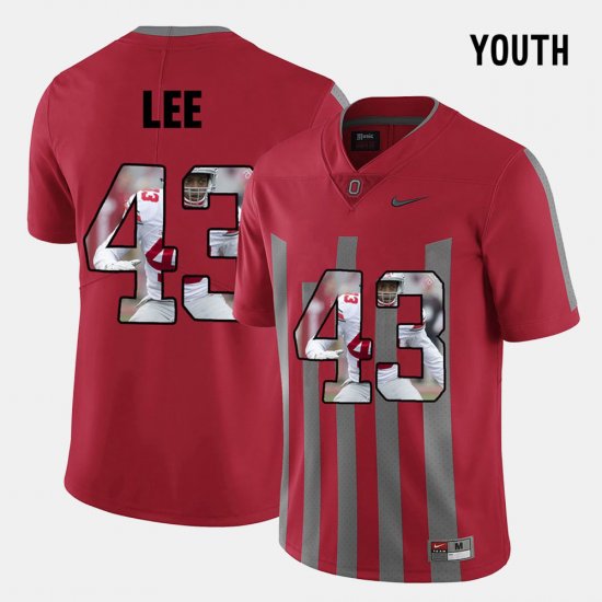 #43 Darron Lee Pictorial Fashion Ohio State Buckeyes Youth Red Jersey 750297-566