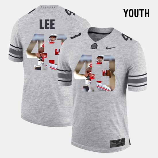 #43 Darron Lee Pictorital Gridiron Fashion Ohio State Buckeyes Pictorial Gridiron Fashion Youth Gray Jersey 388275-710