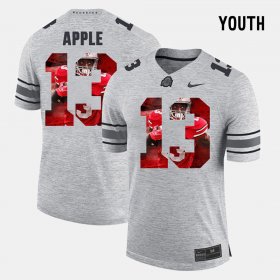 #13 Eli Apple Pictorital Gridiron Fashion Ohio State Buckeyes Pictorial Gridiron Fashion Youth Gray Jersey 299232-368