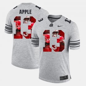 #13 Eli Apple Pictorital Gridiron Fashion Ohio State Buckeyes Pictorial Gridiron Fashion Mens Gray Jersey 527368-602