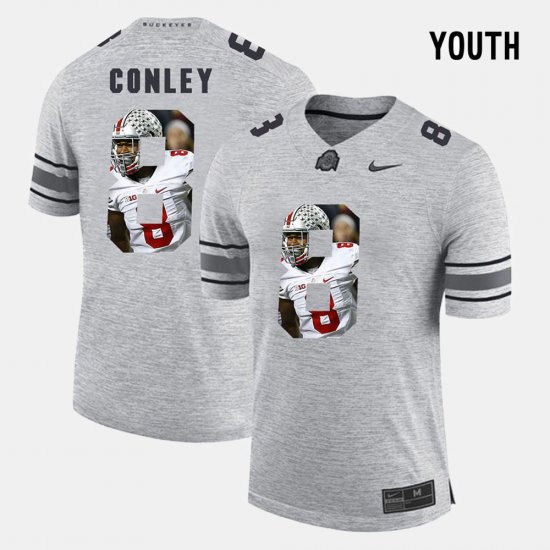 #8 Gareon Conley Pictorital Gridiron Fashion Ohio State Buckeyes Pictorial Gridiron Fashion Youth Gray Jersey 992803-358