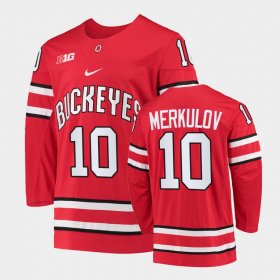 #10 Georgii Merkulov College Hockey OSU Buckeyes Mens Red Jersey 490382-284