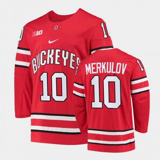 #10 Georgii Merkulov College Hockey OSU Buckeyes Mens Red Jersey 490382-284