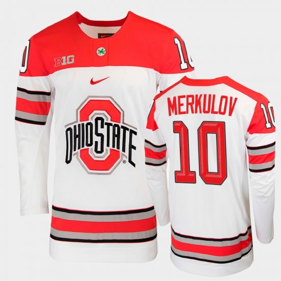 #10 Georgii Merkulov College Hockey Ohio State Buckeyes Men\'s White Jersey 759866-817