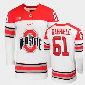 #61 Grant Gabriele College Hockey Ohio State Buckeyes Mens White Jersey 138135-256