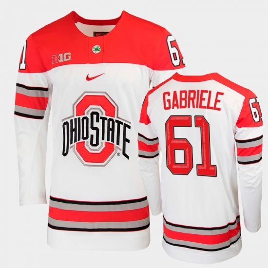 #61 Grant Gabriele College Hockey Ohio State Buckeyes Mens White Jersey 138135-256