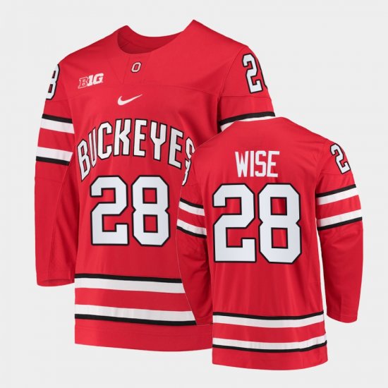 #28 Jake Wise College Hockey OSU Buckeyes Men\'s Red Jersey 800801-497