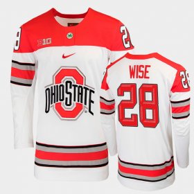 #28 Jake Wise College Hockey Ohio State Men White Jersey 327937-428