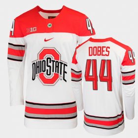#44 Jakub Dobes College Hockey Ohio State Buckeyes Mens White Jersey 943383-772