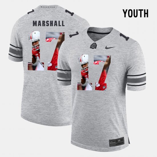 #17 Jalin Marshall Pictorital Gridiron Fashion Ohio State Pictorial Gridiron Fashion Youth Gray Jersey 738156-912