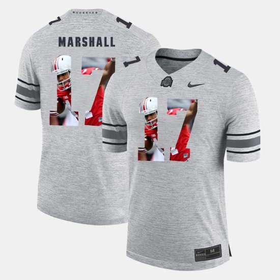 #17 Jalin Marshall Pictorital Gridiron Fashion Ohio State Pictorial Gridiron Fashion Mens Gray Jersey 852609-293